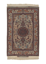 35039 Persian Rug Isfahan Handmade Area Traditional 3'6'' x 5'3'' -4x5- Whites Beige Floral Design