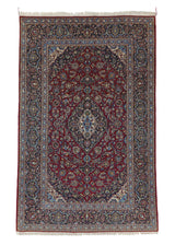 35057 Persian Rug Kashan Handmade Area Traditional 4'8'' x 7'3'' -5x7- Red Blue Toranj Mehrab Design