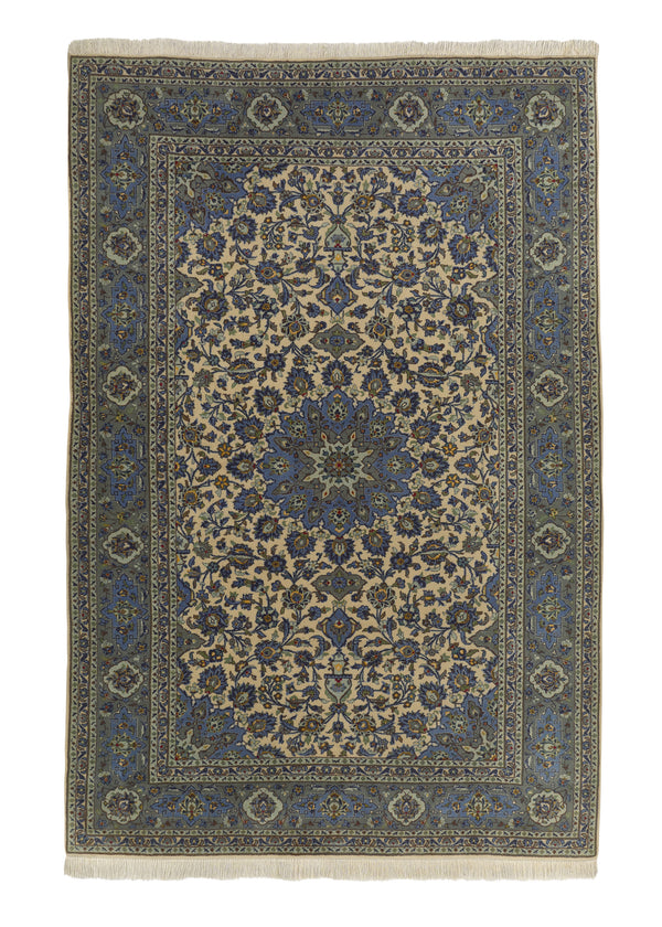 35059 Persian Rug Kashan Handmade Area Traditional 6'8'' x 10'2'' -7x10- Green Blue Floral Design