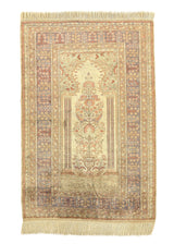 35074 Oriental Rug Turkish Handmade Area Traditional 3'0'' x 4'4'' -3x4- Yellow Gold Purple Prayer Rug Design