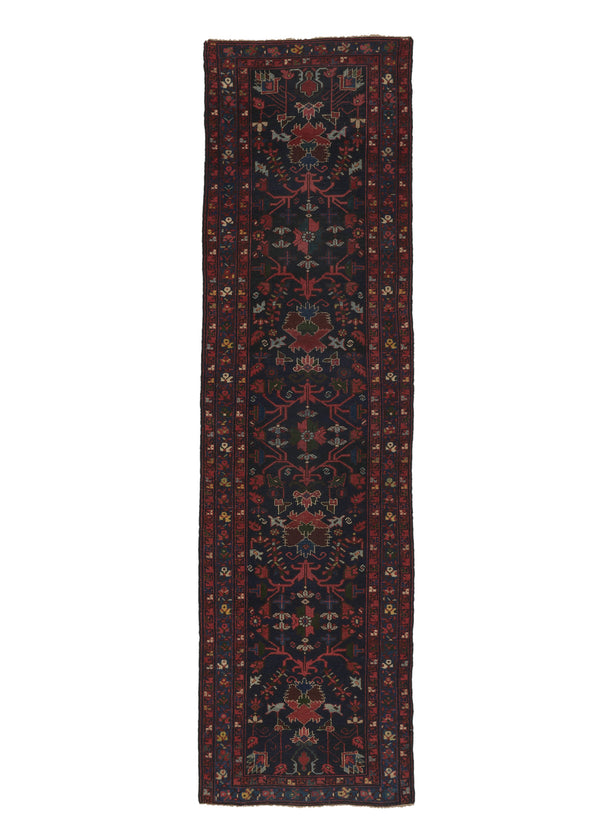 35080 Persian Rug Malayer Handmade Runner Tribal Vintage 2'8'' x 9'7'' -3x10- Blue Red Floral Design
