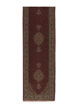 35084 Persian Rug Tabriz Handmade Runner Traditional 2'9'' x 10'10'' -3x11- Red Mahi Fish Design