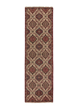 35096 Persian Rug Malayer Handmade Runner Tribal 2'7'' x 9'2'' -3x9- Whites Beige Red Geometric Design