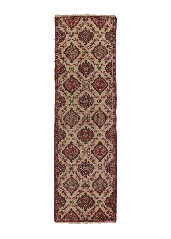 35096 Persian Rug Malayer Handmade Runner Tribal 2'7'' x 9'2'' -3x9- Whites Beige Red Geometric Design