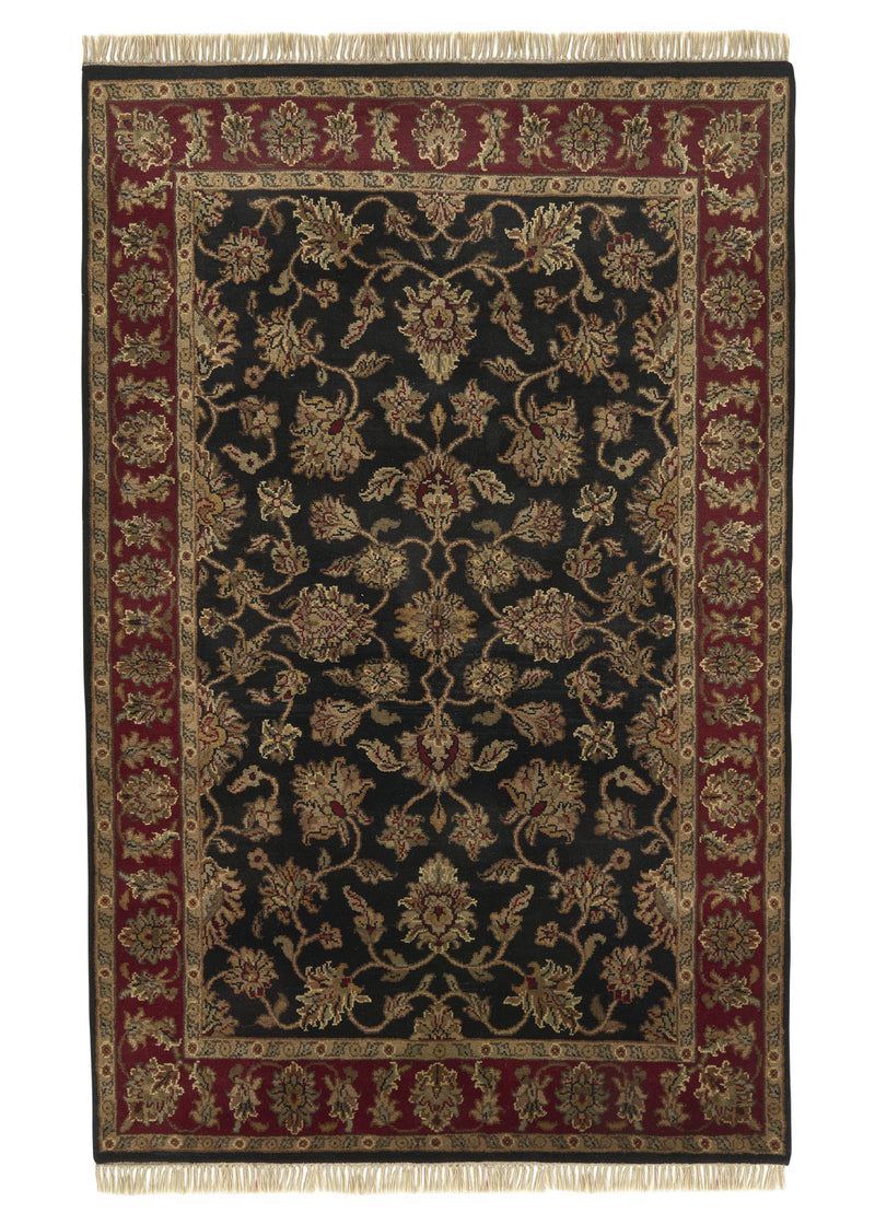 35098 Oriental Rug Indian Handmade Area Transitional 4'0'' x 6'0'' -4x6- Blue Red Yellow Gold Floral Design