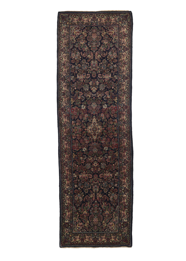 35106 Persian Rug Hamadan Sharbaft Handmade Runner Traditional 3'2'' x 10'5'' -3x10- Blue Floral Design