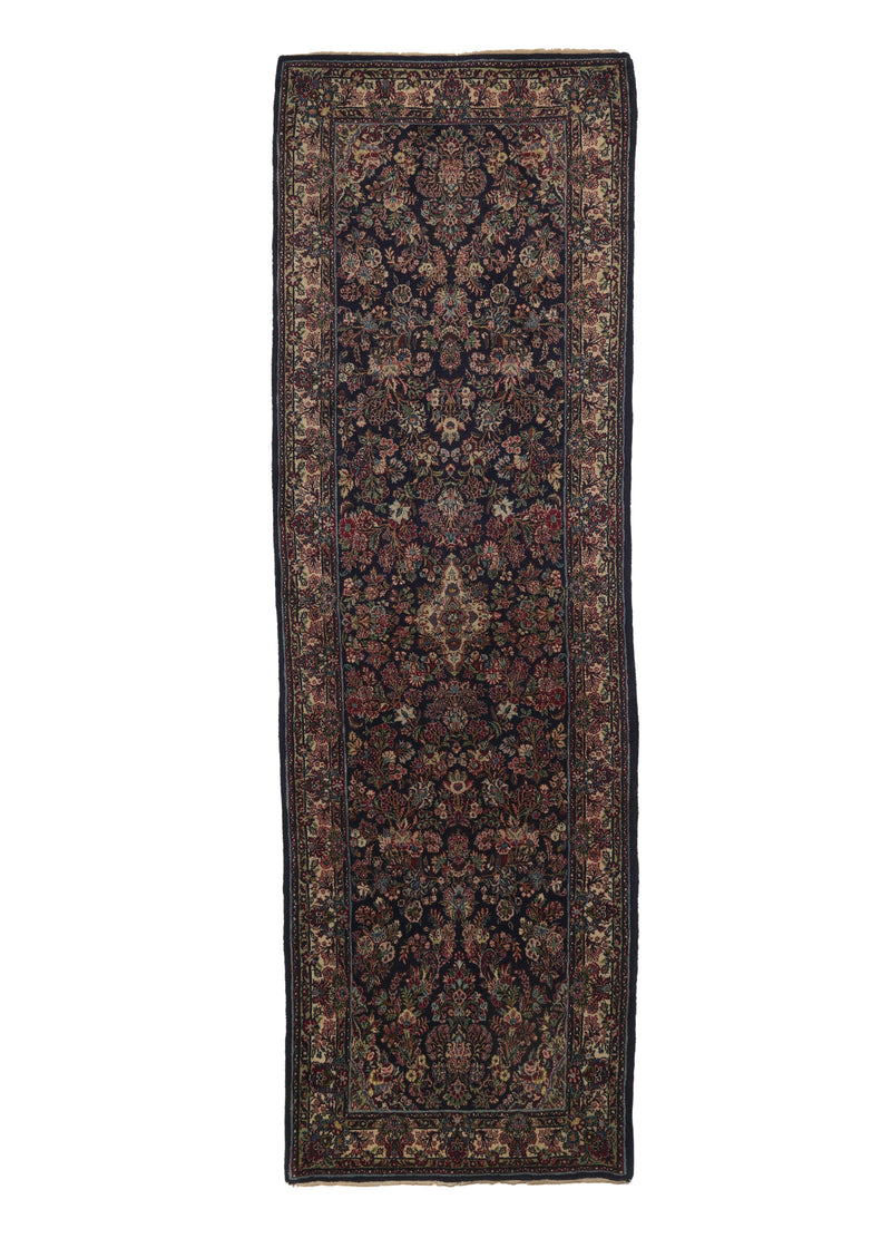 35106 Persian Rug Hamadan Sharbaft Handmade Runner Traditional 3'2'' x 10'5'' -3x10- Blue Floral Design