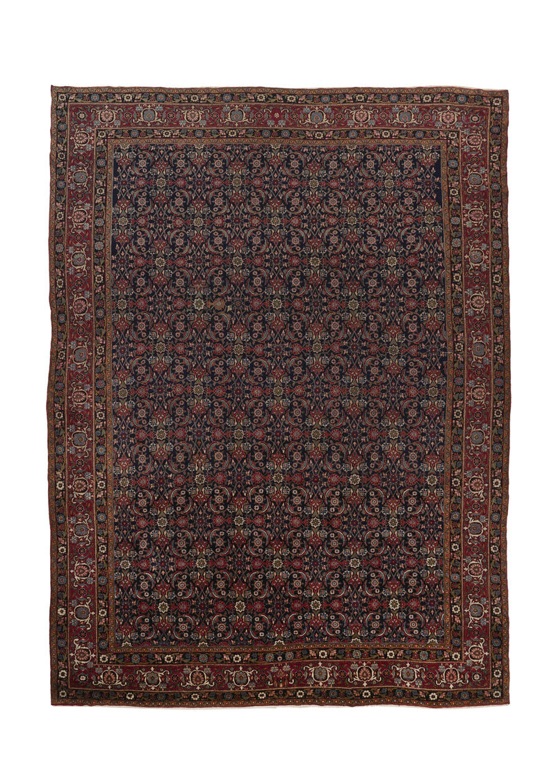 35109 Persian Rug Yazd Handmade Area Traditional 10'0'' x 13'8'' -10x14- Blue Red Herati Design