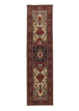 35125 Oriental Rug Pakistani Handmade Runner Transitional 2'8'' x 10'0'' -3x10- Red Whites Beige Geometric Serapi Design