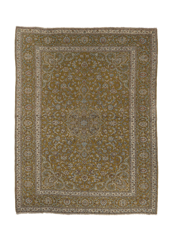 35132 Persian Rug Kashan Handmade Area Traditional 8'7'' x 11'5'' -9x11- Green Floral Design