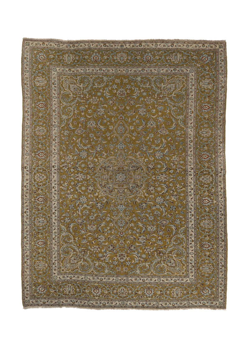 35132 Persian Rug Kashan Handmade Area Traditional 8'7'' x 11'5'' -9x11- Green Floral Design