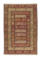 35134 Persian Rug Sirjan Handmade Area Tribal 6'9'' x 9'2'' -7x9- Pink Whites Beige Garden Animals Design