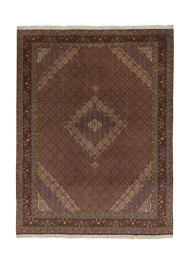 35148 Persian Rug Tabriz Handmade Area Traditional 8'2'' x 10'8'' -8x11- Brown Mahi Fish Design