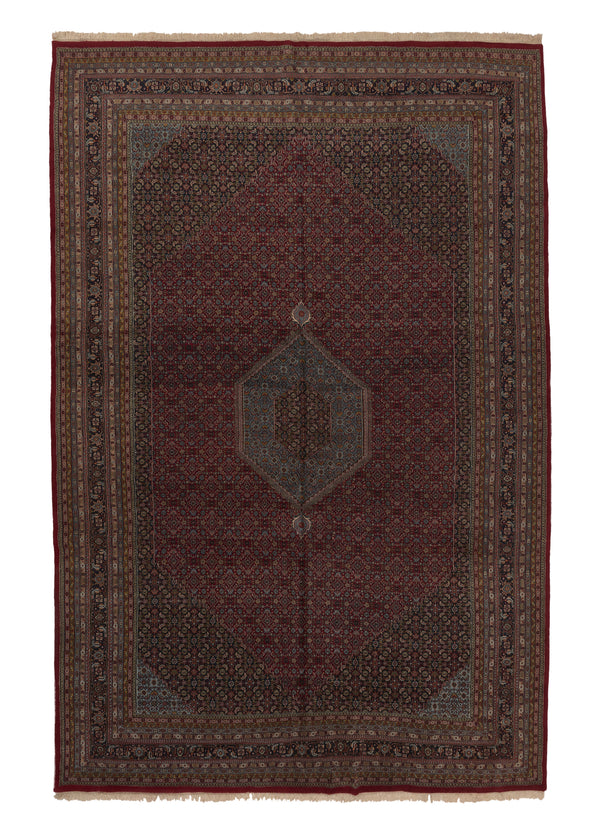 35154 Oriental Rug Indian Handmade Area Traditional 12'1'' x 18'3'' -12x18- Red Blue Herati Bijar Design
