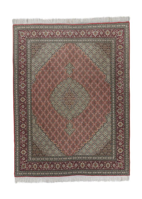 35169 Persian Rug Tabriz Handmade Area Traditional 4'11'' x 6'5'' -5x6- Pink Red Mahi Fish Design