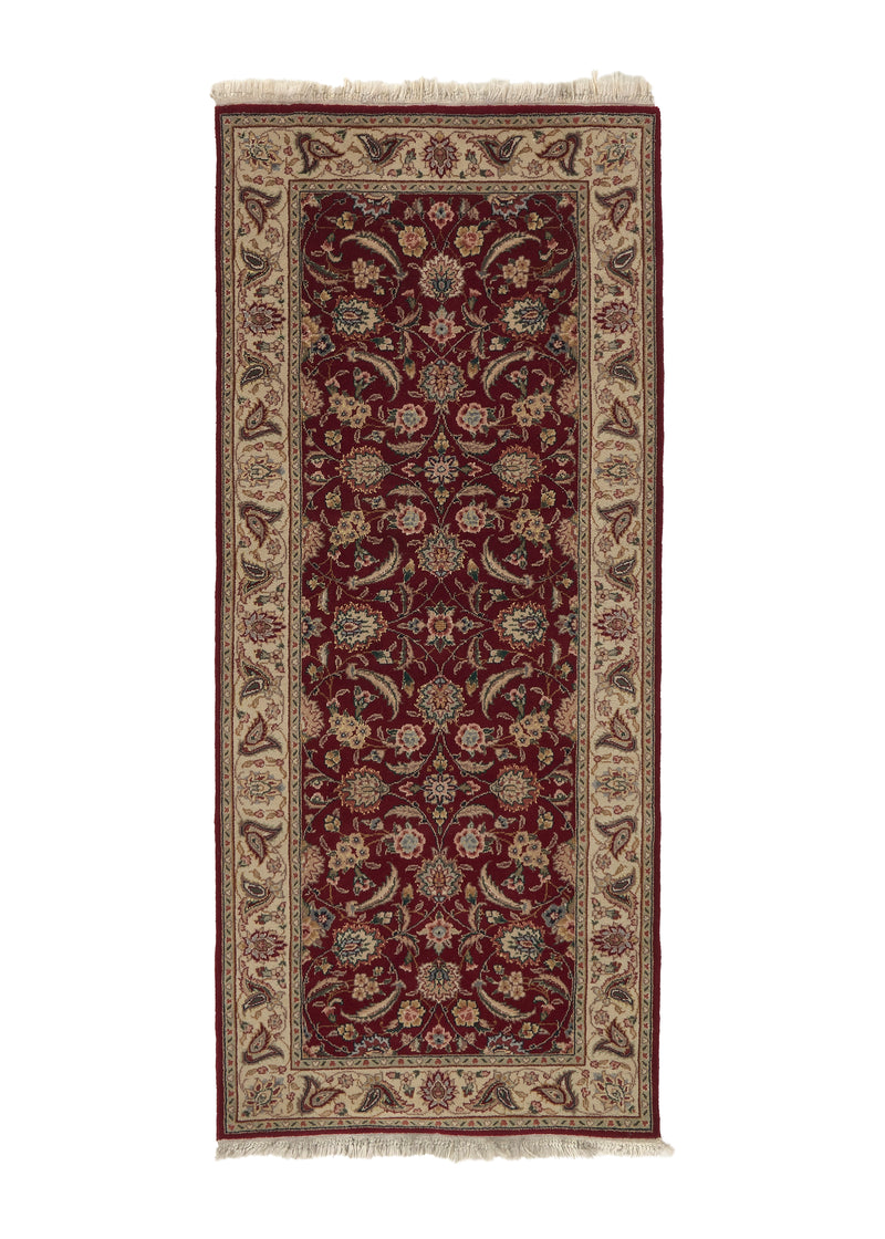 35175 Oriental Rug Indian Handmade Runner Traditional 2'7'' x 6'1'' -3x6- Red Floral Design