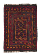 35177 Oriental Rug Afghan Handmade Area Tribal 6'7'' x 9'4'' -7x9- Multi-color Red Geometric Design
