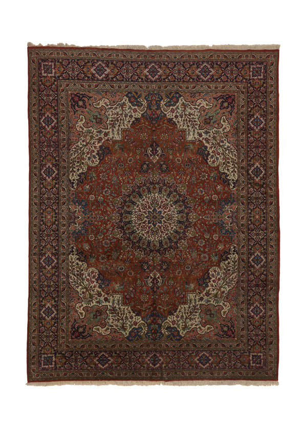 35178 Persian Rug Tabriz Handmade Area Traditional 9'10'' x 13'1'' -10x13- Red Floral Design