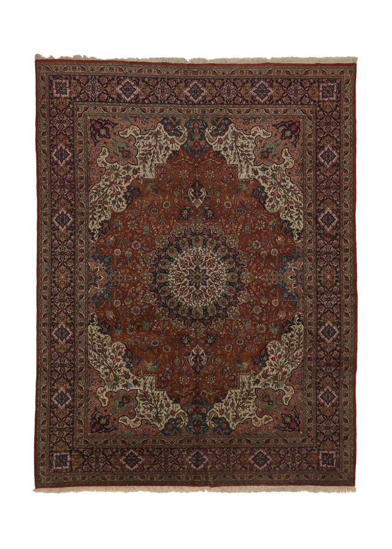 35178 Persian Rug Tabriz Handmade Area Traditional 9'10'' x 13'1'' -10x13- Red Floral Design