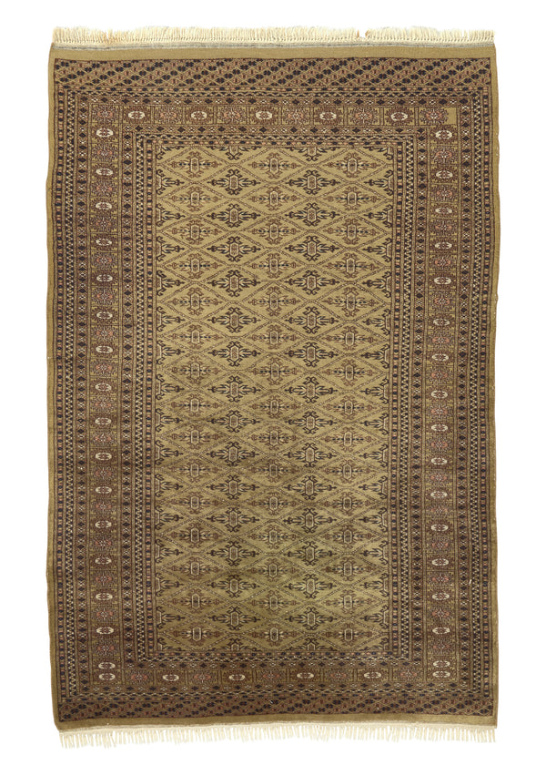 35197 Oriental Rug Pakistani Handmade Area Tribal 4'3'' x 6'4'' -4x6- Whites Beige Yellow Gold Bokhara Design