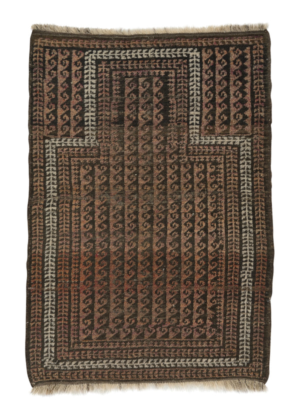 35200 Oriental Rug Afghan Handmade Area Tribal 2'8'' x 3'10'' -3x4- Brown Geometric Design