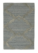 35207 Oriental Rug Indian Handmade Area Sample Modern 2'0'' x 3'0'' -2x3- Gray Blue High Low Pile Design