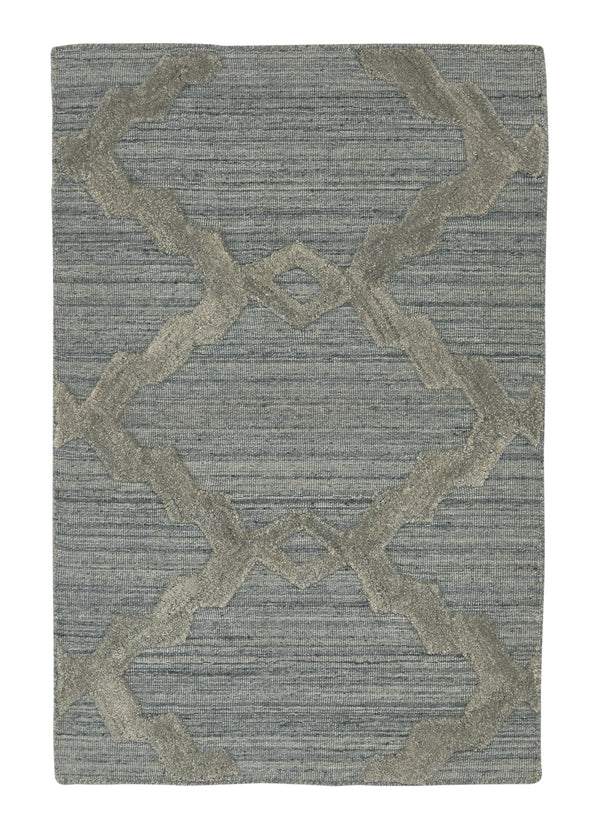 35207 Oriental Rug Indian Handmade Area Sample Modern 2'0'' x 3'0'' -2x3- Gray Blue High Low Pile Design