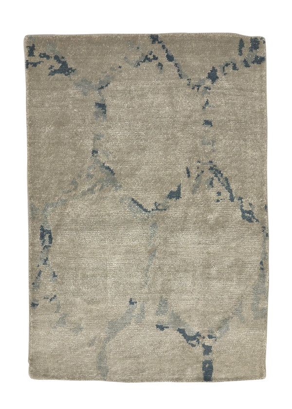 35211 Oriental Rug Indian Handmade Area Sample Modern 2'0'' x 3'0'' -2x3- Whites Beige Blue Abstract Design