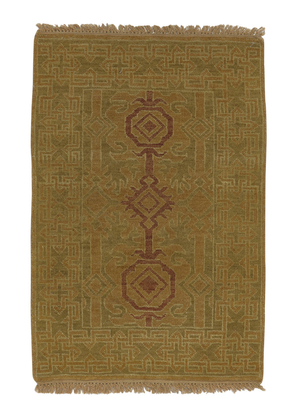 35212 Oriental Rug Indian Handmade Area Transitional 2'0'' x 3'0'' -2x3- Orange Blue Oushak Design