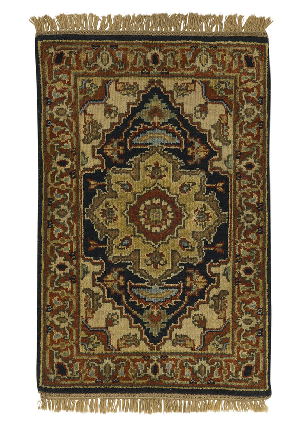 35214 Oriental Rug Indian Handmade Area Transitional 2'0'' x 3'0'' -2x3- Brown Yellow Gold Black Oushak Design