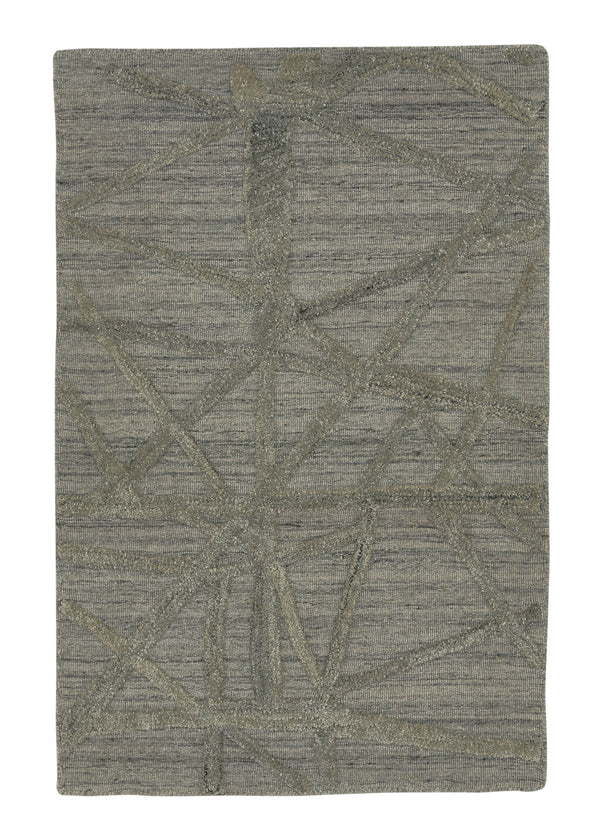 35219 Oriental Rug Indian Handmade Area Sample Modern 2'0'' x 3'0'' -2x3- Gray High Low Pile Sticks Design