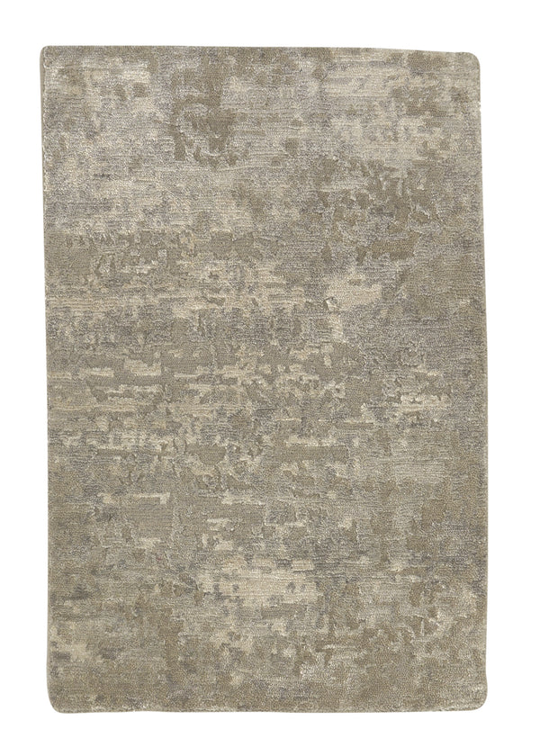 35224 Oriental Rug Indian Handmade Area Sample Modern 2'0'' x 3'0'' -2x3- Gray Whites Beige Abstract Design