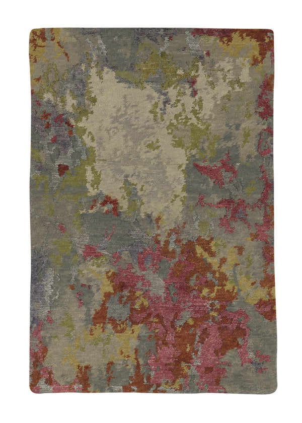 35226 Oriental Rug Indian Handmade Area Sample Modern 2'0'' x 3'0'' -2x3- Pink Red Gray Abstract Splatter Design