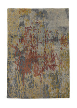 35227 Oriental Rug Indian Handmade Area Sample Modern 2'0'' x 3'0'' -2x3- Red Yellow Gold Blue Abstract Splatter Design