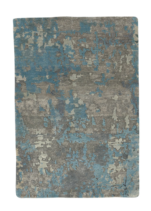 35228 Oriental Rug Indian Handmade Area Sample Modern 2'0'' x 3'0'' -2x3- Blue Gray Abstract Splatter Design