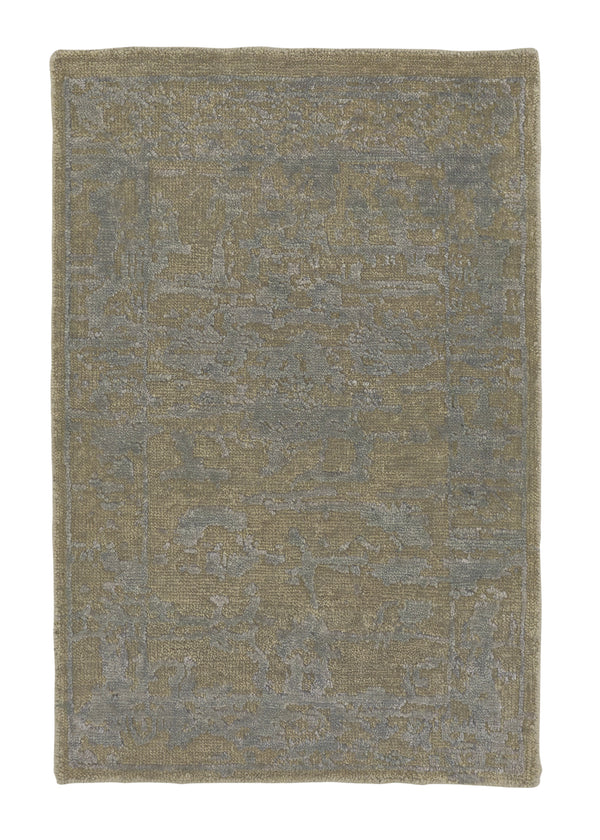35232 Oriental Rug Indian Handmade Area Sample Modern 2'0'' x 3'0'' -2x3- Blue Whites Beige Abstract Design