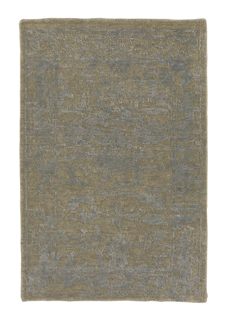 35232 Oriental Rug Indian Handmade Area Sample Modern 2'0'' x 3'0'' -2x3- Blue Whites Beige Abstract Design