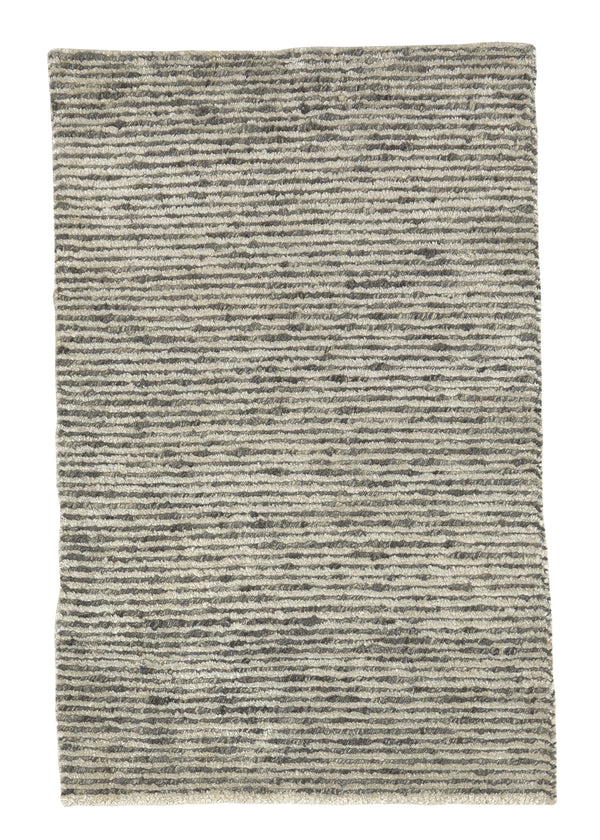 35237 Oriental Rug Indian Handmade Area Sample Modern 2'0'' x 3'0'' -2x3- Brown Whites Beige Gray Stripes Design
