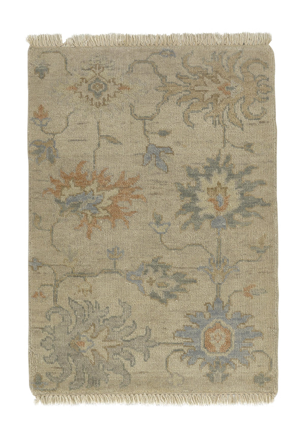 35238 Oriental Rug Indian Handmade Area Sample Modern 2'0'' x 3'0'' -2x3- Whites Beige Blue Oushak Design