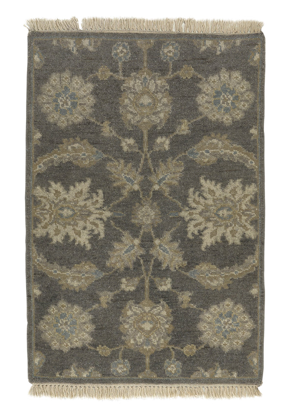 35239 Oriental Rug Indian Handmade Area Sample Transitional 2'0'' x 3'0'' -2x3- Brown Gray Oushak Design