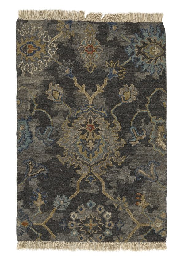 35242 Oriental Rug Indian Handmade Area Sample Modern 2'0'' x 3'0'' -2x3- Gray Blue Oushak Soumak Design