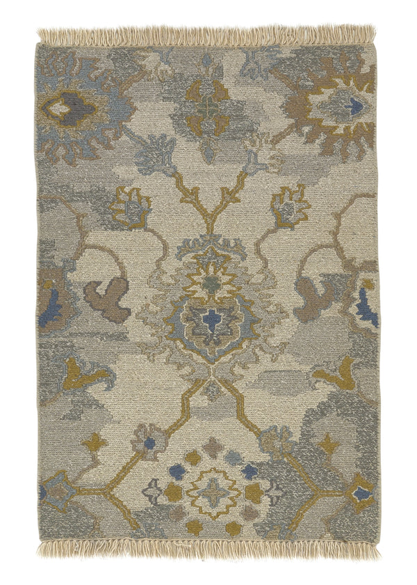 35252 Oriental Rug Indian Handmade Area Sample Modern 2'0'' x 3'0'' -2x3- Whites Beige Blue Oushak Soumak Design