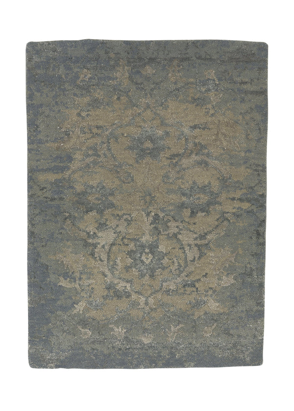 35272 Oriental Rug Indian Handmade Area Sample Modern 0'0'' x 0'0'' -- Blue Gray Abstract Erased Design