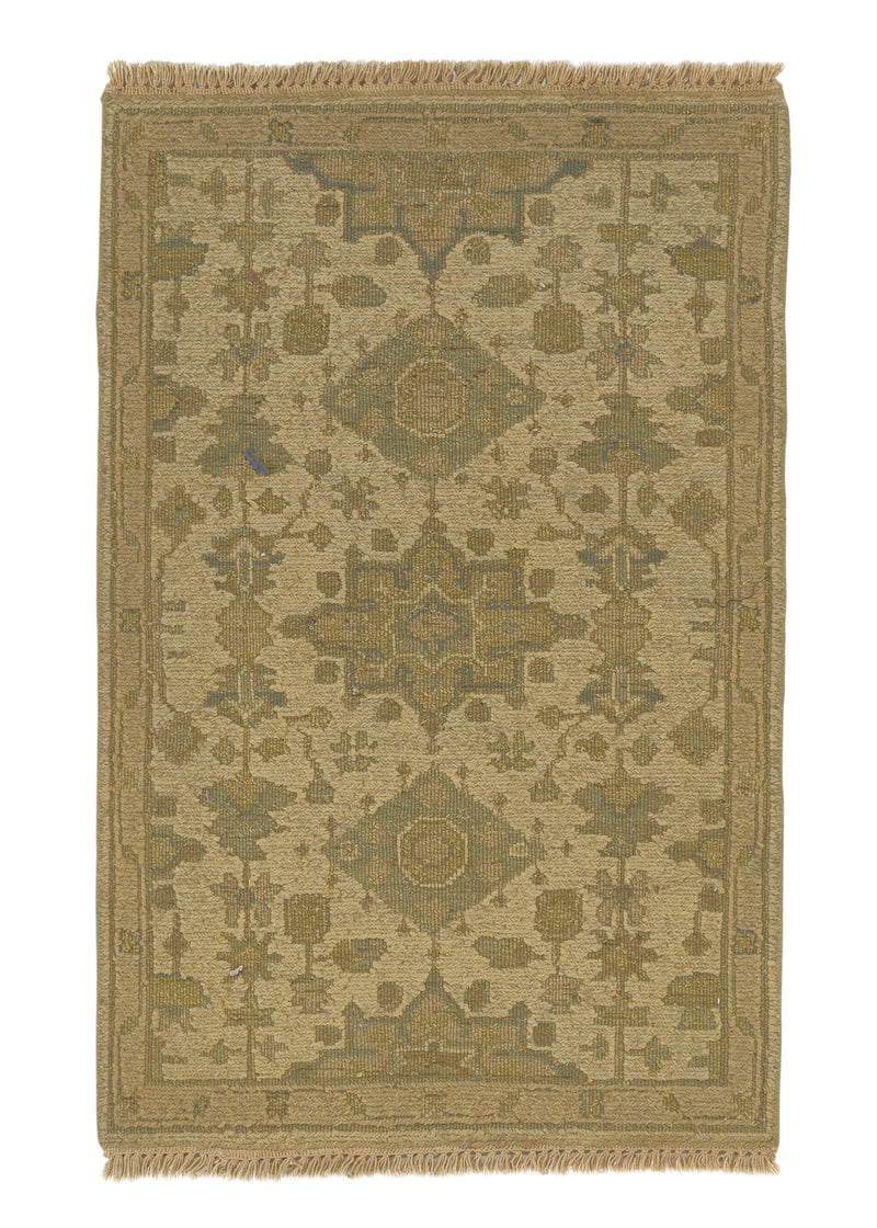 35273 Oriental Rug Indian Handmade Area Sample Modern 0'0'' x 0'0'' -- Whites Beige Oushak Soumak Design