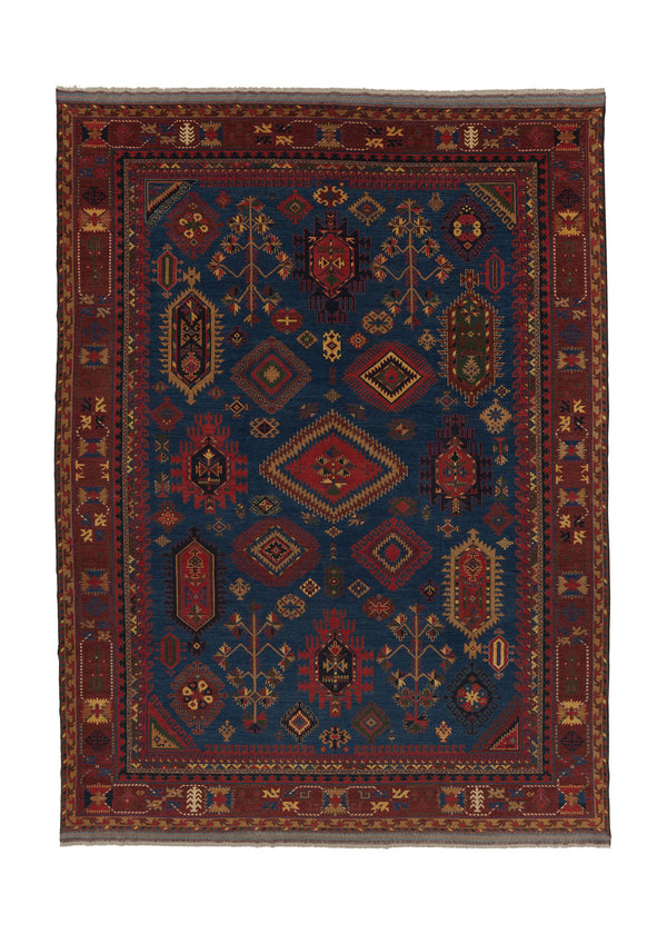35301 Oriental Rug Pakistani Handmade Area Tribal 10'5'' x 13'10'' -10x14- Red Blue Geometric Baloch Design