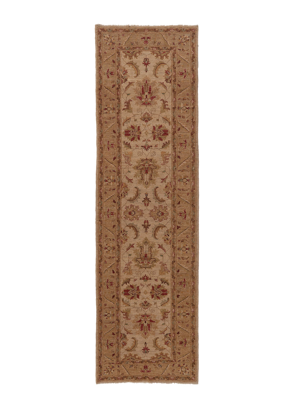 35303 Oriental Rug Pakistani Handmade Runner Transitional 2'9'' x 9'6'' -3x10- Whites Beige Floral Oushak Design