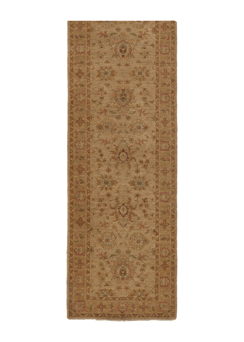 35306 Oriental Rug Pakistani Handmade Runner Transitional Neutral 2'8'' x 9'4'' -3x9- Whites Beige Floral Oushak Design