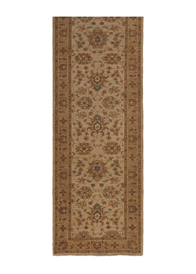35322 Oriental Rug Pakistani Handmade Runner Transitional 2'8'' x 9'2'' -3x9- Whites Beige Green Oushak Design