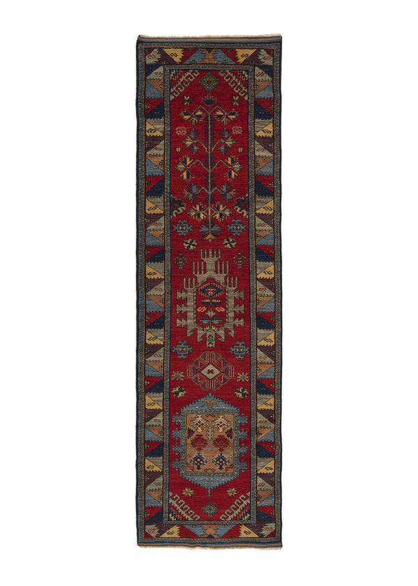 35331 Oriental Rug Pakistani Handmade Runner Transitional Tribal 2'8'' x 9'11'' -3x10- Red Blue Geometric Baloch Design