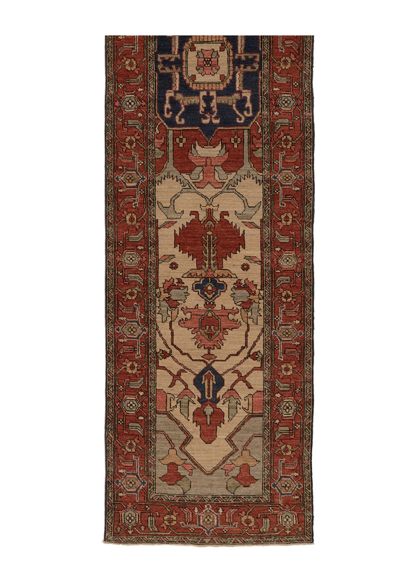 35349 Oriental Rug Pakistani Handmade Runner Transitional Tribal 2'8'' x 12'0'' -3x12- Red Blue Geometric Serapi Design